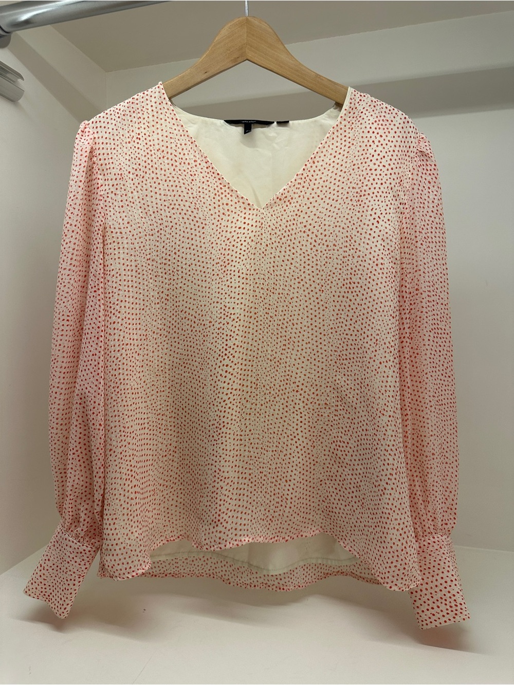 Vero Moda Light Pink Polka Dot V-Neck Long Sleeve Blouse